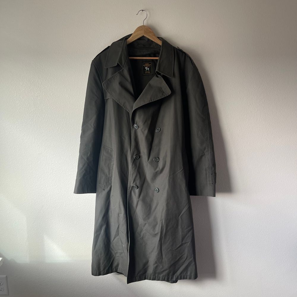 Vintage Hart Schaffner Marx Deep‎ Green Cotton Blend Classic Trench Coat